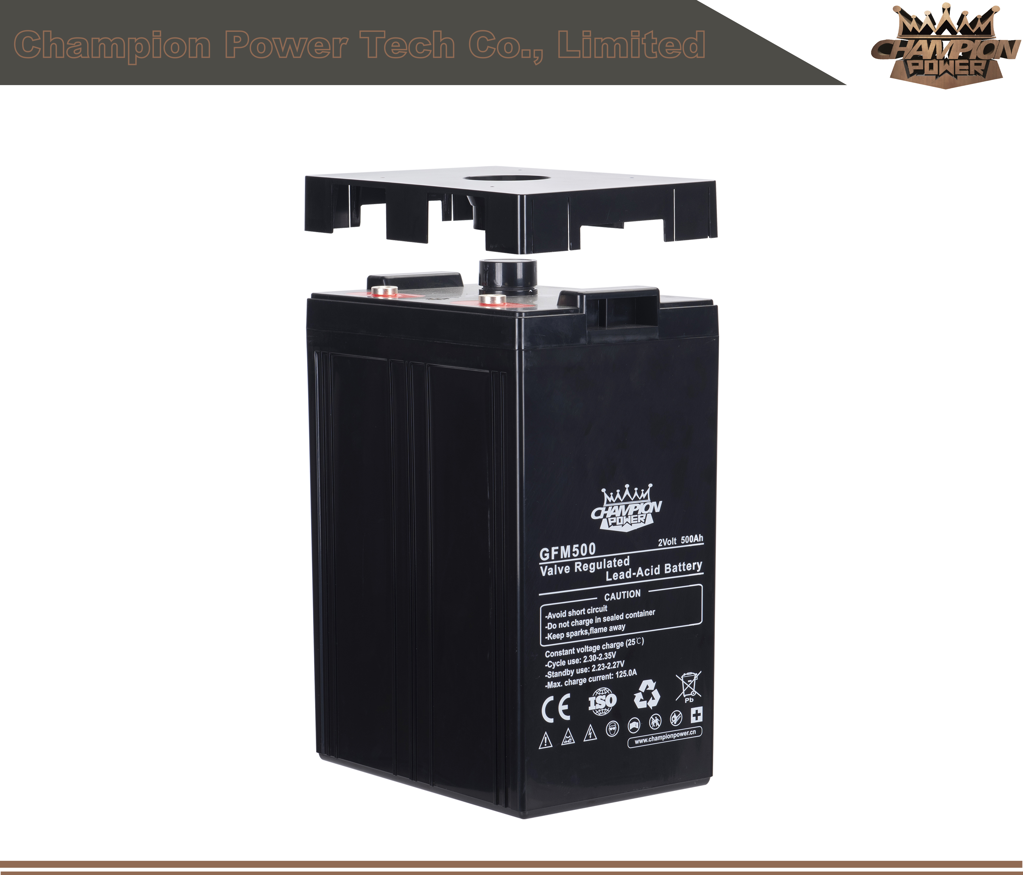 GFM500 2V500AH Batterie d'acide de plomb