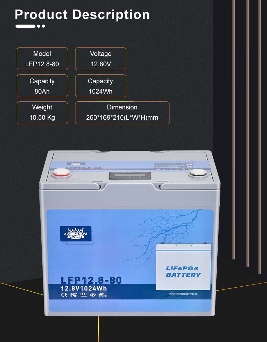 DESCRIPTION DU PRODUIT DE BATTERIE LIFEPO4 12V80AH