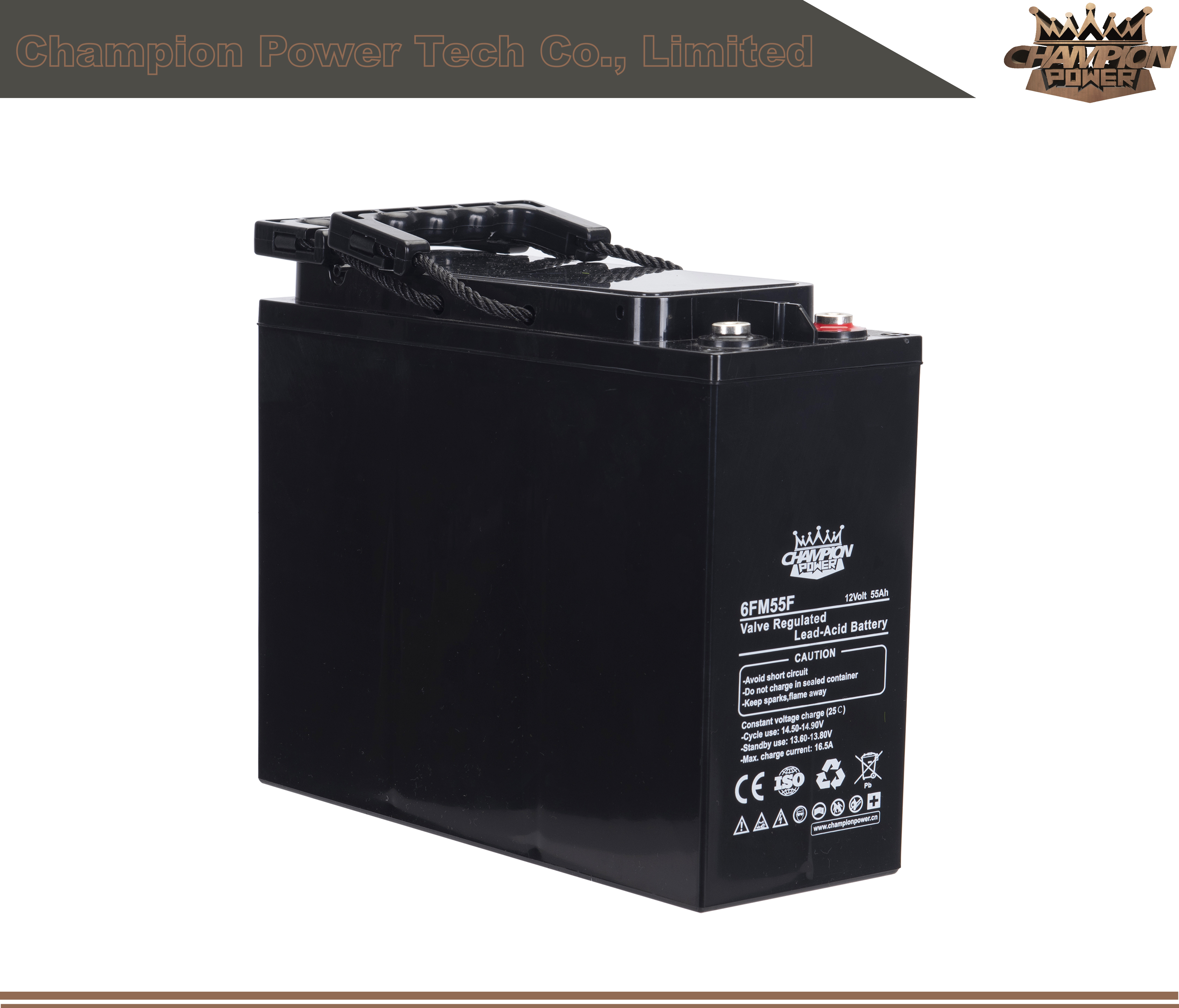 6FM55F 12V55AH Batterie de borne avant avant