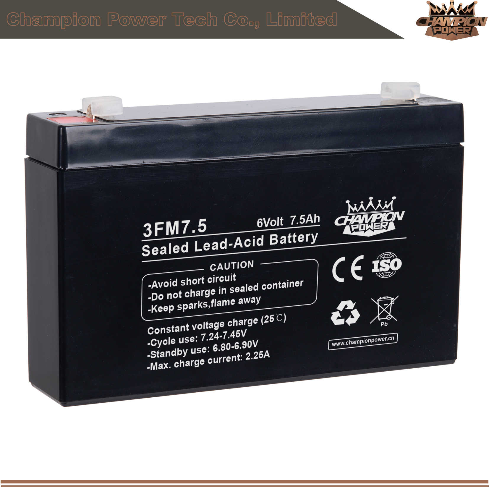 3FM7.5 Batterie AGM 6V7.5AH