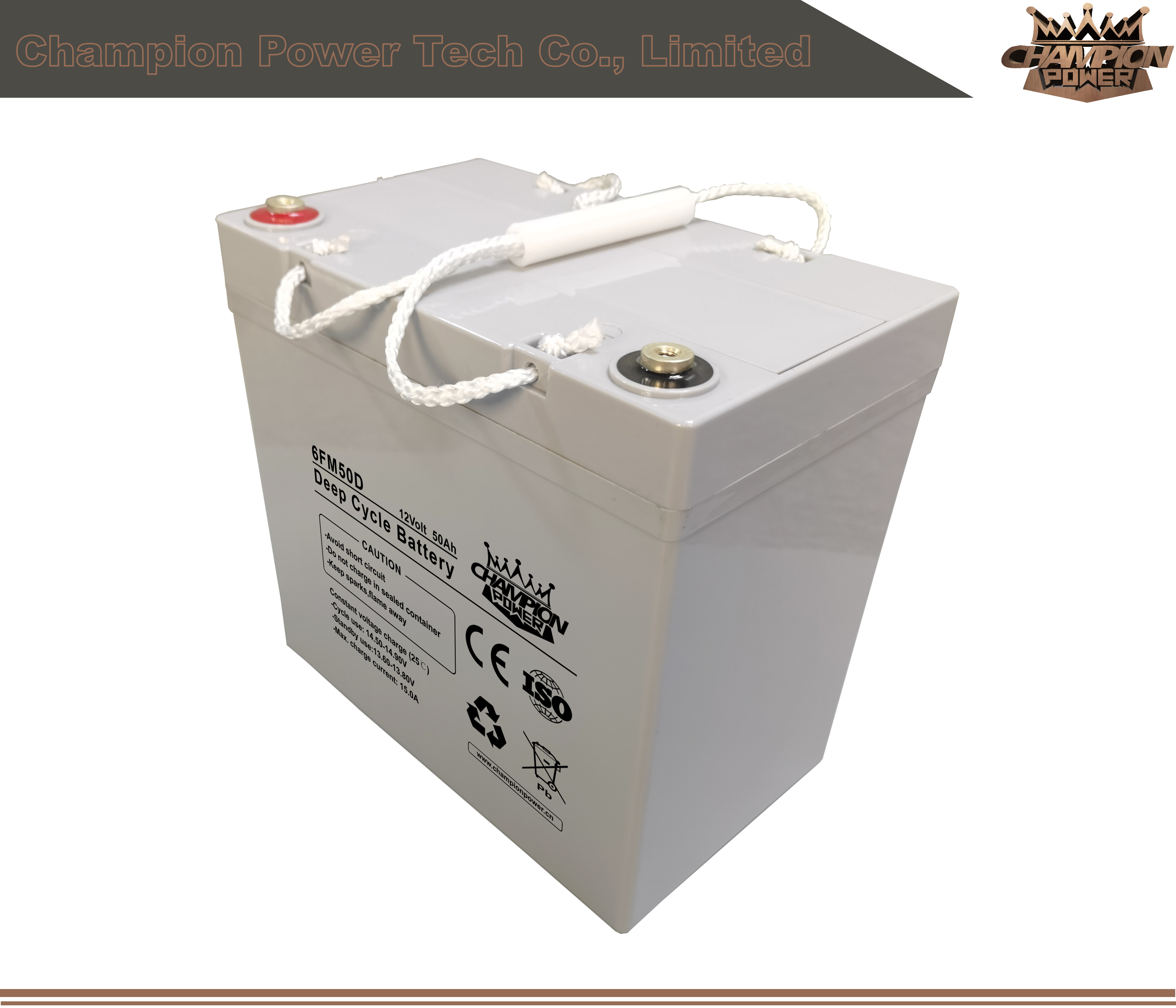 Batterie de cycle profond de 6FM50D 12V50AH