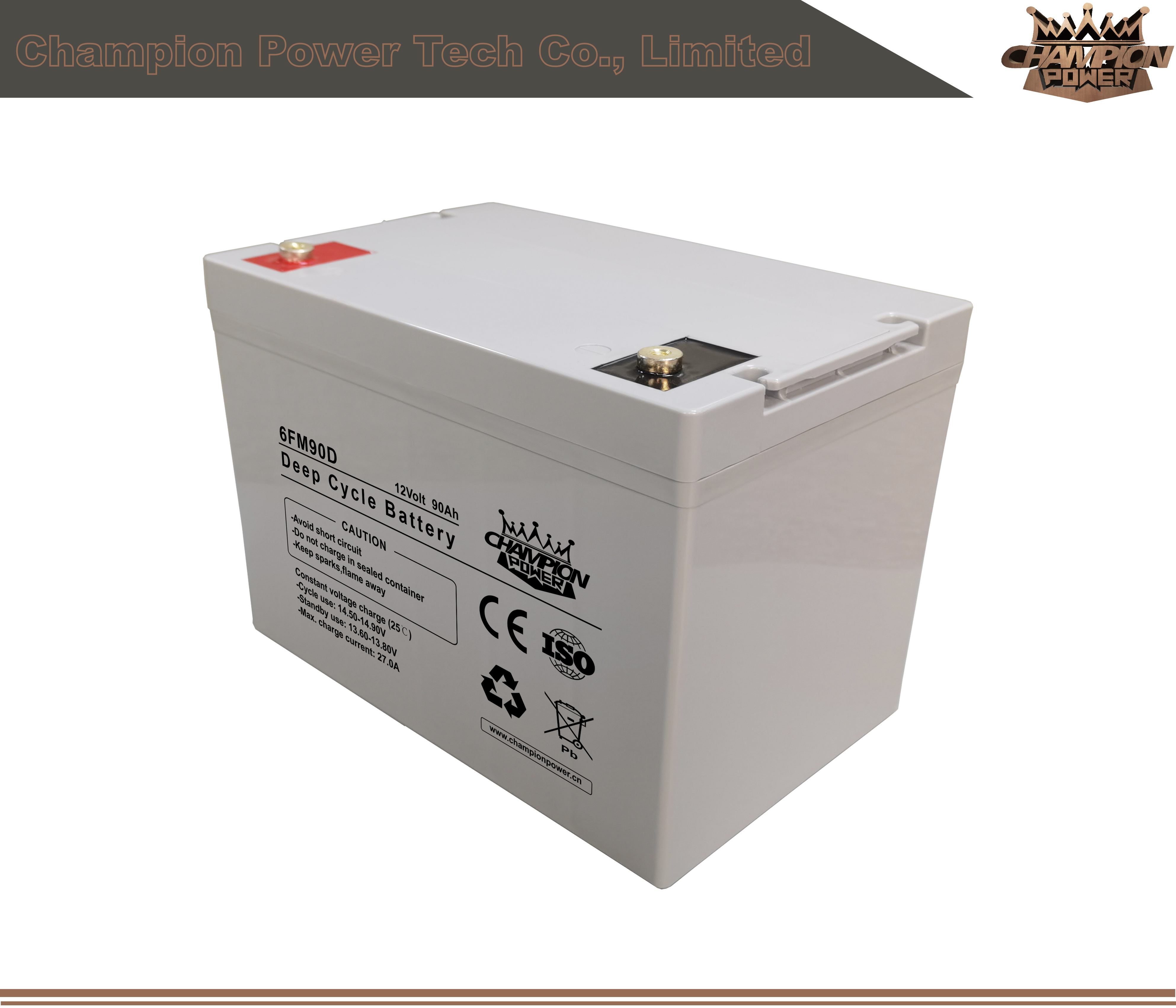 6FM90D 12V90AH Batterie à cycle profond