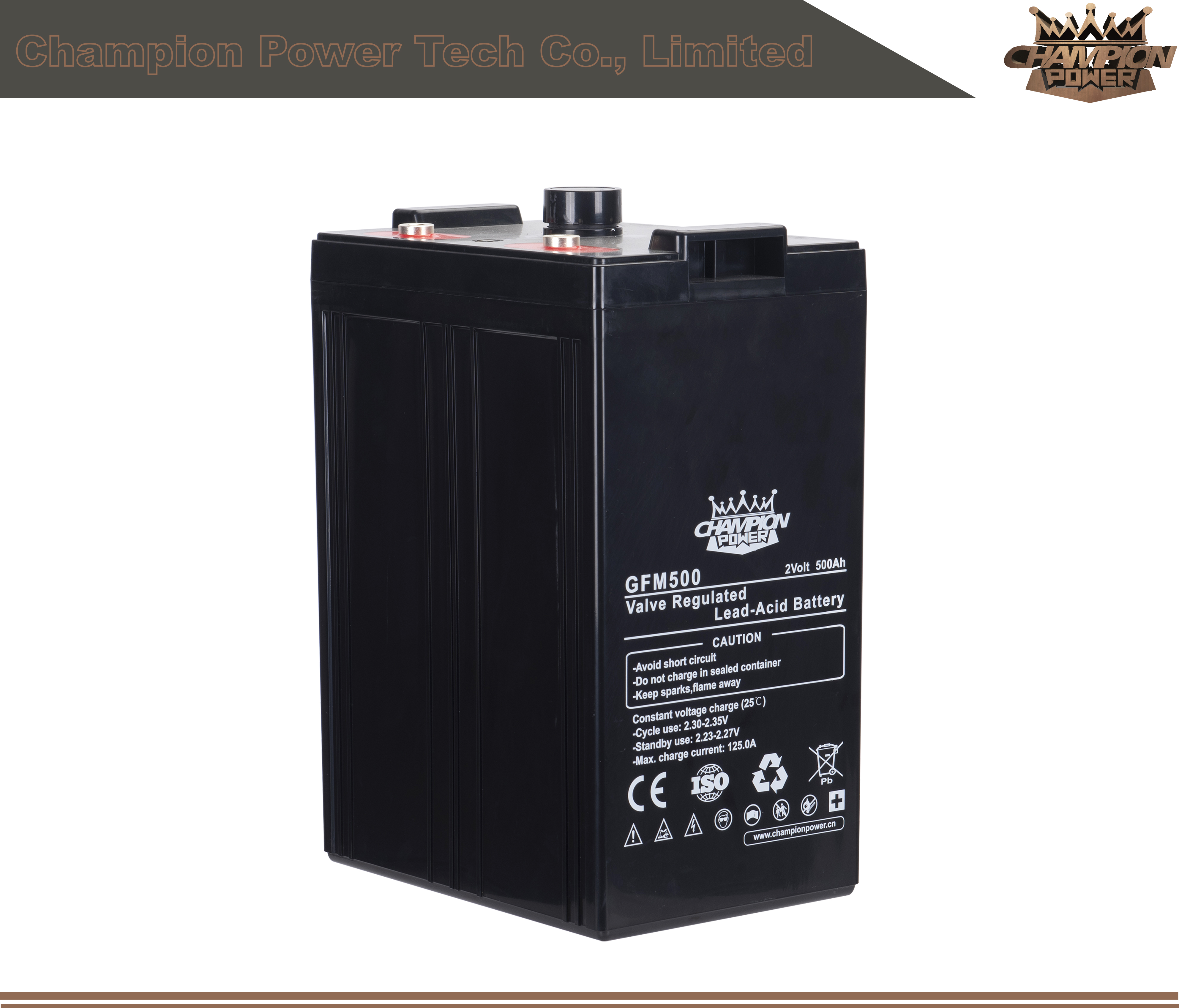 GFM500 2V500AH Batterie d'acide de plomb